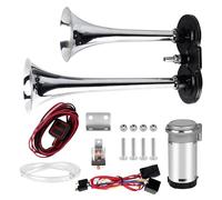 CPROSP 12V Drucklufthorn mit Kompressor, Hupen mit Schalter, Druckluft-Doppelhorn, 12v 125db Hupe Luft Horn Gesamtlänge 210 mm
