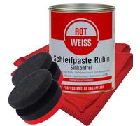 Craft-Equip Politurset bestehend aus Rotweiss Schleifpaste Rubin 750ml + Handpolierschwämme + Microfasertücher