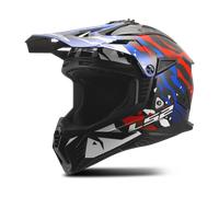 LS2 MX708 Fast II Grotesk Motocross Helm, weiss-rot-blau, Größe 3XL für Männer