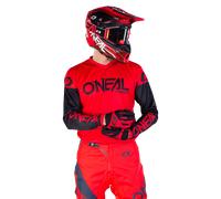 O'NEAL | Motocross-Trikot | Enduro MX | Atmungsaktives Material, gepolsterter Ellenbogenschutz, Passform für maximale Bewegungsfreiheit | Element Jersey Threat | Erwachsene | Rot Schwarz | Größe XL