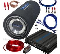 CRUNCH 400 Watt Basspaket GPX-500.2 Endstufe GTS-200 Bassröhre 10mm² Kabelset