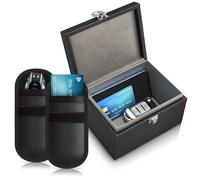 CSL - Keyless Go Schutz Box - NFC RFID Faraday Box, Abschirmung Blocking Autoschlüssel, inkl. 2X Schlüsselstaschen Hüllen - Safe gegen Cyber Kriminalität und Hackerangriffen