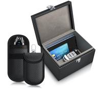 CSL - Keyless Go Schutz Box - NFC RFID Faraday Box, Abschirmung Blocking Autoschlüssel, inkl. 2X Schlüsselstaschen Hüllen - Safe Box gegen Cyber Kriminalität und Hackerangriffen