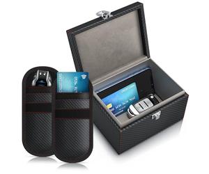 CSL - Keyless Go Schutz Box - NFC RFID Faraday Box, Abschirmung Blocking Autoschlüssel, inkl. 2X Schlüsselstaschen Hüllen - Safe gegen Cyber Kriminalität und Hackerangriffen