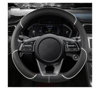 CWCHUHAI Lenkradhülle für Hyundai ix20 2010-2019, Auto Lenkradbezug 37-38cm aus Leder, Rutschfester Lenkradschoner Sportlich, Schwarz Weiß, Fahrzeug Zubehör,D
