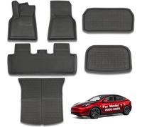 CYBERBEANS 6 Stück Bodenmatten Für Tesla Model Y Zubehör 2024 2025, XPE Allwetter Anti-Rutsch wasserdichte 3D Vordere Frunk Hintere Kofferraum-Laderaummatten