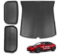 CYBERBEANS Allwetter-Laderaummatten Für Tesla Model Y Kofferraummatten, Vordere Und Hintere Frunk Kofferraum-Schutztablettmatten 2021 2022 2023 2024 Zubehör