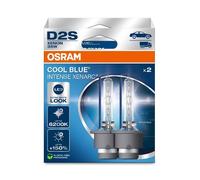 OSRAM XENARC® COOL BLUE® INTENSE D2S, +150% mehr Helligkeit, bis zu 6.200K, Xenon-Scheinwerferlampe, LED Look, Duo Box (2 Lampen)