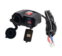 D74C Auto USB Steckdose 12v Einbau Wasserdicht Motorrad Zigarettenanzünder 2X USB Steckdose Ladegerät 5V /2,1A mit Touch Schalter und LED