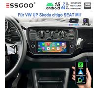 DAB+ 2+64GB Carplay Für VW UP 2011-2016 Autoradio Android 15 GPS RDS BT SWC WiFi