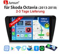 DAB+ Android 14 2DIN Autoradio GPS Navi CarPlay Für SKODA Octavia III 5E 2013-18