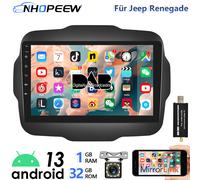DAB+ Android Autoradio Für Jeep Renegade 2015-2024 mit GPS Navi WIFI RDS Kamera