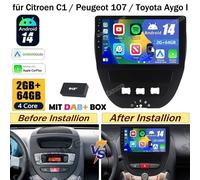 DAB+ Android14 Autoradio Carplay GPS Navi für Citroen C1 Peugeot 107 Toyota Aygo