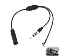 DAB+ Antenne Adapter Splitter Kabel 0,6m, SMB Stecker auf DIN Stecker Aktiv Adapter für Auto Radio, Kompatibel mit Standard AM/FM Autoradio Antennen für PKW und KFZ