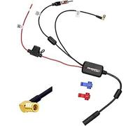 DAB Antenne Auto mit Antennenverstärker Autoradio Splitter für DAB+ Antenne Empfang, Universal DAB Adapter für Autoradio SMB DIN Anschluss, Stabiler Signalempfang für PKW LKW SUV, Schwarz 1 Stück