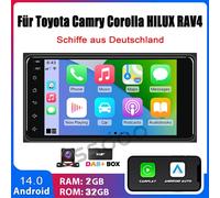 DAB+ Autoradio 2+32G Carplay GPS Android KAM Für Toyota Corolla Prado Camry RAV4