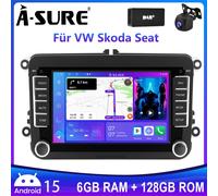 DAB+ KAM 6+128GB Autoradio Android 15 Carplay Für VW GOLF 5 6 Plus Tiguan Caddy
