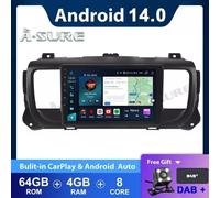 DAB+Kamera 4+64GB Android 14 Autoradio Für Toyota ProAce ll Citroen Spacetourer