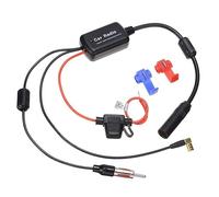 DAB Splitter Autoradio, Antennenverstärker Auto, DAB+ Antennenadapter für Autoradio, Antennensplitter mit Verstärker 20-25 dB, FM UKW zu DAB Plus Konverter, DIN auf SMB Adapter, 12V Zündungsplus