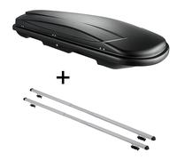 Dachbox VDPJUXT500 500Ltr abschließbar schwarz + Dachträger RAPID kompatibel mit Skoda Karoq (5Türer) ab 18