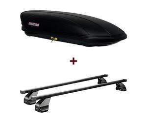 Dachbox Menabo Marathon 400 + Dachträger Menabo Omega Black für VW Tiguan Typ 5N