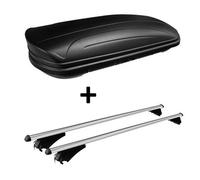 Dachbox schwarz matt VDP MAA320M günstiger Auto Dachkoffer 320 Liter abschließbar + Alu-Relingträger Dachgepäckträger aufliegende Reling im Set k