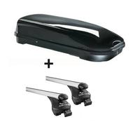 Dachbox schwarz VDP JUFL580 580 Liter abschließbar + Alu-Relingträger Quick aufliegende Reling im Set Alu für Audi Q7 2006-2015
