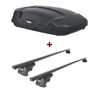 Dachbox Thule Force XT S + Dachträger Thule SquareBar für Audi 100 Avant Typ C3