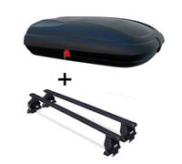 Dachbox VDPBA320 320 Ltr Carbonlook abschließbar + Stahl Dachträger Tema kompatibel mit VW Tiguan 5N (Kombi 5 Türer) 2007-2011