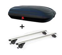 Dachbox VDPBA320 320Ltr carbonlook abschließbar + Dachträger/Relingträger VDP KING1 kompatibel mit Mitsubishi Eclipse Cross (5 Türer) ab 18