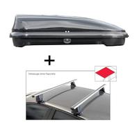 Dachbox VDPFL320 320 Liter schwarz glänzend + Dachträger VDP Delta kompatibel mit für VW Tiguan (5N) (5 Türer) 2007-2011