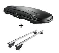 Dachbox VDPJUXT400 400Ltr schwarz abschließbar + Alu Relingträger VDP004XL kompatibel mit für Mercedes GLK ab 08
