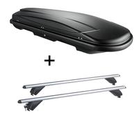 Dachbox VDPJUXT600 600Ltr abschließbar + Alu Dachträger RB003 kompatibel mit für VW Touran (5Türer) ab 2015