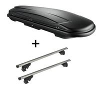 Dachbox VDPJUXT600 600Ltr abschließbar + Dachträger/Relingträger VDP LION2 kompatibel mit für Mercedes GLK (X204) (5 Türer) ab 12
