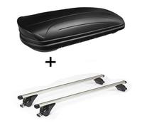 Dachbox VDPMAA320 320Ltr abschließbar schwarz matt + Dachträger/Relingträger VDP KING1 kompatibel mit für Seat Ateca (5 Türer) ab 16