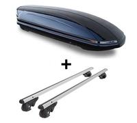 Dachbox VDPMAA460 460Ltr schwarz glänzend abschließbar + Alu Relingträger VDP004XL kompatibel mit für Mercedes GLK ab 08