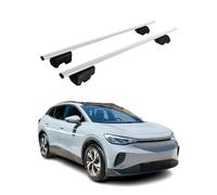 Dachträger Grundtäger kompatibel mit VW ID.4 2020-2025 Metall 75kg Silber 2tlg Geschlossene Reling für Fahrradträger, Dachboxen, Skiträger Abschließbar