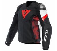 Dainese Avro 5 Lederjacke, schwarz-rot-weiß Größe: 52