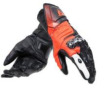 Dainese - Carbon 4 Long Gloves, Lange Sport-Motorradhandschuhe aus Leder, Knöchelschoner aus Carbon, Mann, Schwarz/Fluo-Rot/Weiß, XXXL