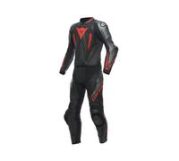 Dainese Laguna Seca 5 2-Teiler Motorrad Lederkombi, schwarz-grau-rot, Größe 48 für Männer