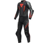 Dainese Laguna Seca 5 2-Teiler Motorrad Lederkombi, schwarz-grau-rot, Größe 46 für Männer