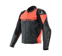 Dainese Racing 4 Perforiert Sommer Lederjacke Schwarz/Neon-Rot, 56