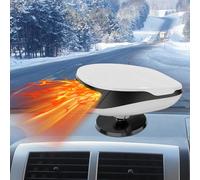 DAJASD Auto Heizlüfter, 120W 12V Auto Heizung, 2 in 1 Fahrzeugheizung Automatischer Überhitzungsschutz Auto Defroster 360°Drehbarer Schnelle Heizung mit Zigarettenanzünder-Stecker (Weiß