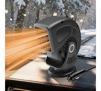 DAJASD Auto Heizung, 150W 12V Auto Heizlüfter, 2 in 1 Fahrzeugheizung Automatischer, Überhitzungsschutz 360° Drehbarer mit Zigarettenanzünder-Stecker für LKW Wohnmobil PKW Camping（Schwarz）