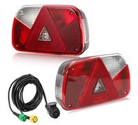 DARKGUARD Rückleuchten Anhänger Satz 12V, Glühbirne Licht Rücklicht Heckleuchten Anhänger PKW Wohnwagen Verkabelt mit 13polig Stecker|4m Kabel|2x 6polig Bajonettverbindung|7Funktion|E11|Wasserdicht