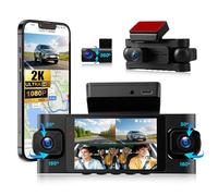Dashcam Auto 2K+1080P Dashcam Auto 360 Grad Schutz, Auto Kamera mit 5GHz WiFi Dash Cam APP Steuerung Ultra Nachtsicht Daschcam GPS WDR G-Sensor Loop-Aufnahme Max 256GB Unterstützung 24H Parkmodus