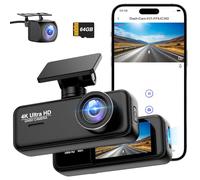 Dashcam Auto 4K+1080P SIGRILL Dashcam Auto Vorne Hinten, WiFi Dash Cam APP Steuerung, kostenlose 64-GB-Karte, Ultra Nachtsicht Daschcam, 24H Parkmodus, G-Sensor, Loop-Aufnahme, Max 256GB