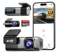 Dashcam Auto Vorne Hinten 4K+1080P, Navycrest 5GHz WiFi Dash Cam mit 64GB SD Karte, Dual Auto Kamera mit Super Nachtsicht, WDR, G-Sensor, 24/7 Parküberwachung, Loop-Aufnahme, APP Steuerung, Max 256G