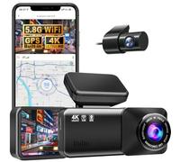 Dashcam Pro mit 4K Vorne Hinten, 5.8GHz WiFi, GPS, kostenlose 64-GB-Karte, Dashcam mit Parküberwachung, 170° Weitwinkel, Nachtsicht & Parkmodus