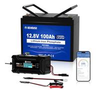 DCHOUSE 12V 100Ah flammhemmendes Gehäuse Lithium batterie mit 10A Ladegerät | Bluetooth, LowTemperature Schutz, 100A BMS, 1280Wh für Wohnwagen, Wohnmobile, Trolling Motor, Boote, Camping und Solaranlagen